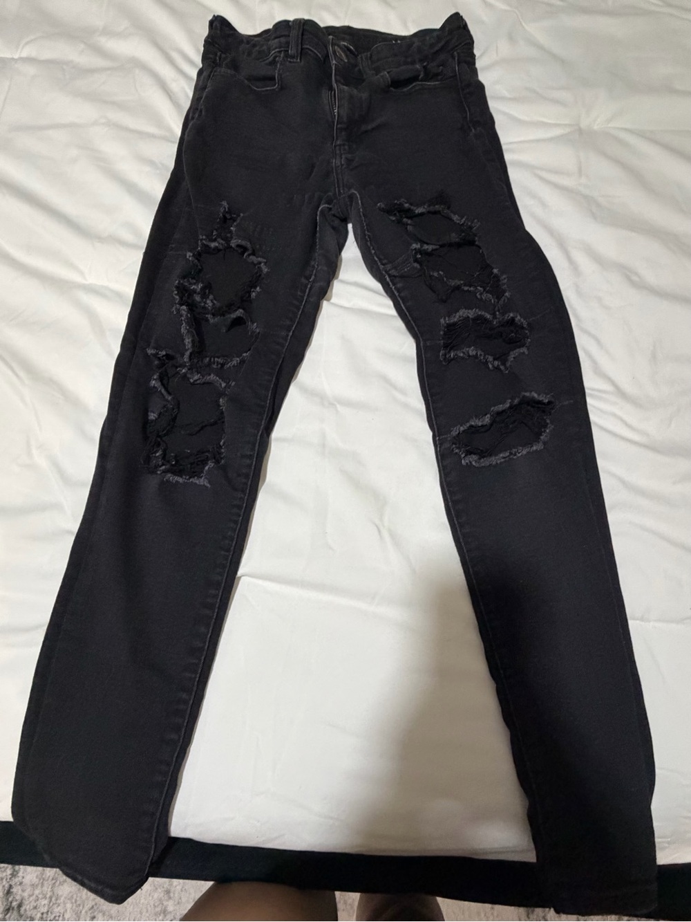 American Eagle Outfitters Black Ripped Skinny Jeans